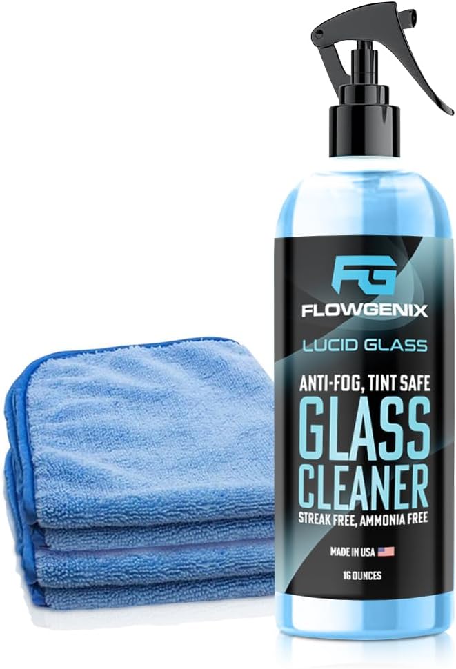 Flowgenix Window and Glass Cleaner Streak Free for Cars - Ammonia Free, Tinted Window Safe, Auto Glass Cleaner for Windows, Mirrors, Navigation Screens; Car, Truck, SUV and Home Use - Image 1